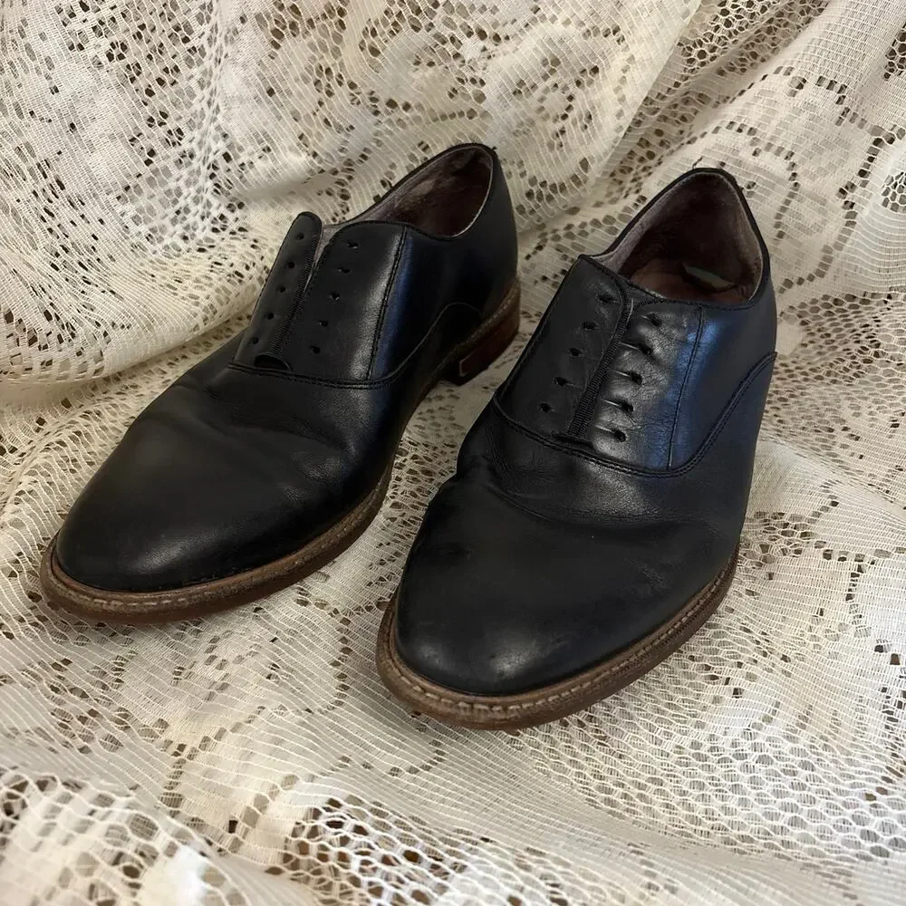 Aston Grey Men's US 11.5 Black Leather Oxford Dress Shoes